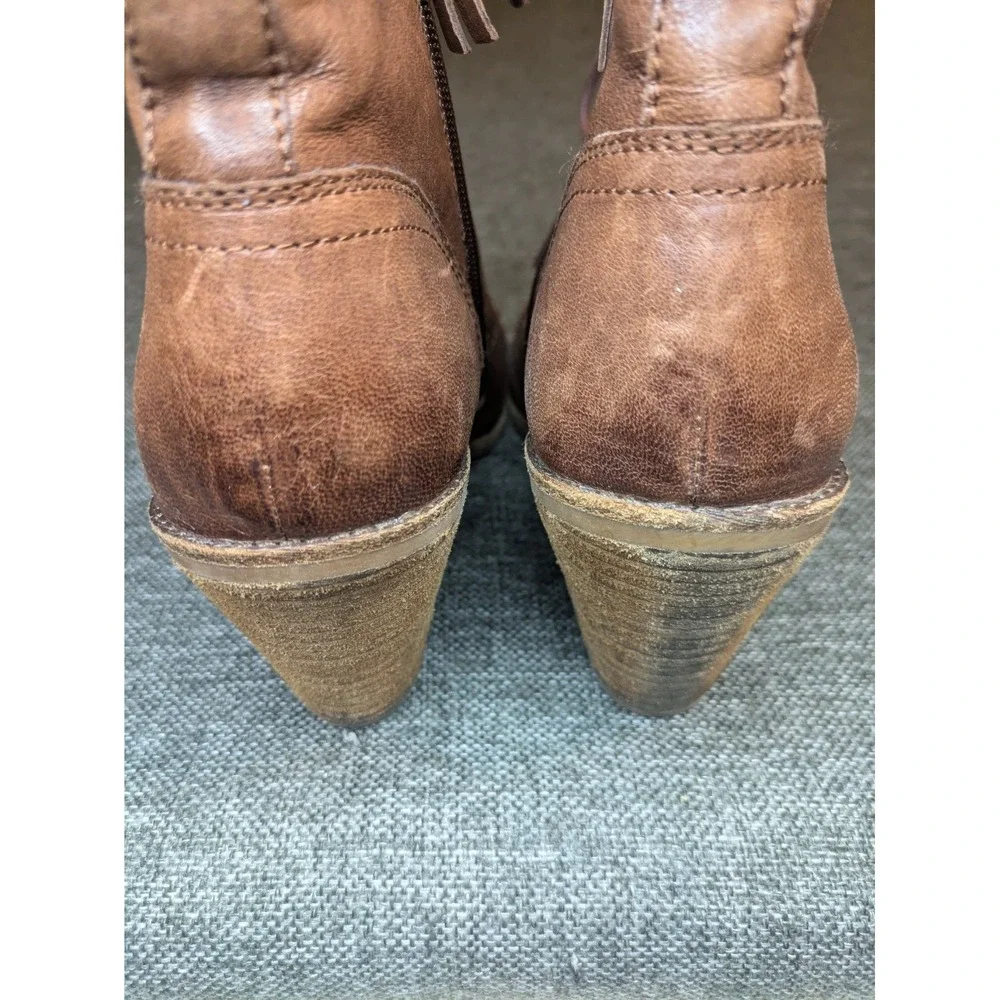 Sofft Women's Brown Leather Ankle Zip Up Boots Bootie Size 10 M Platform Heel